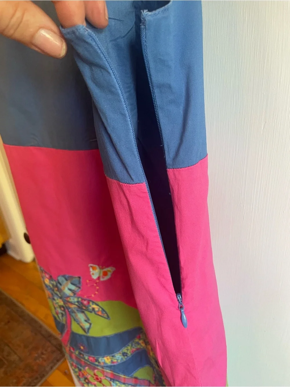 The Children’s Place Girl’s Stretch Summer Dress Pink Blue Embroidered Size 10 - Picture 5 of 8